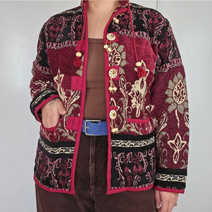 Flashback‎ Tapestry Jacket Womens P/L Floral Boho Artsy Vintage 90s Western